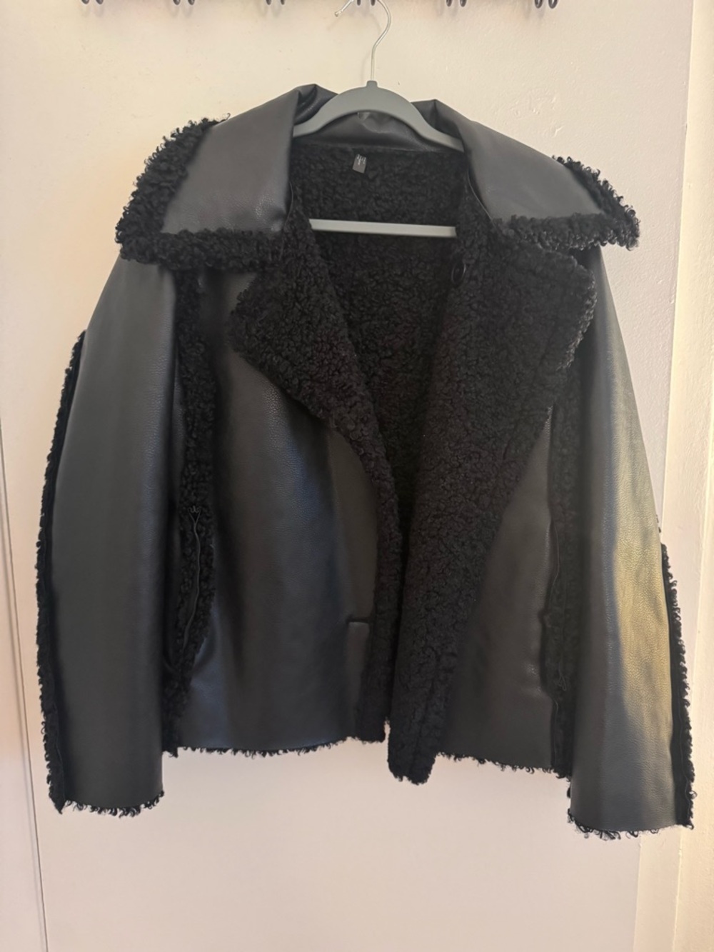 Black Faux Shearling Jacket - Women's Coat H&M